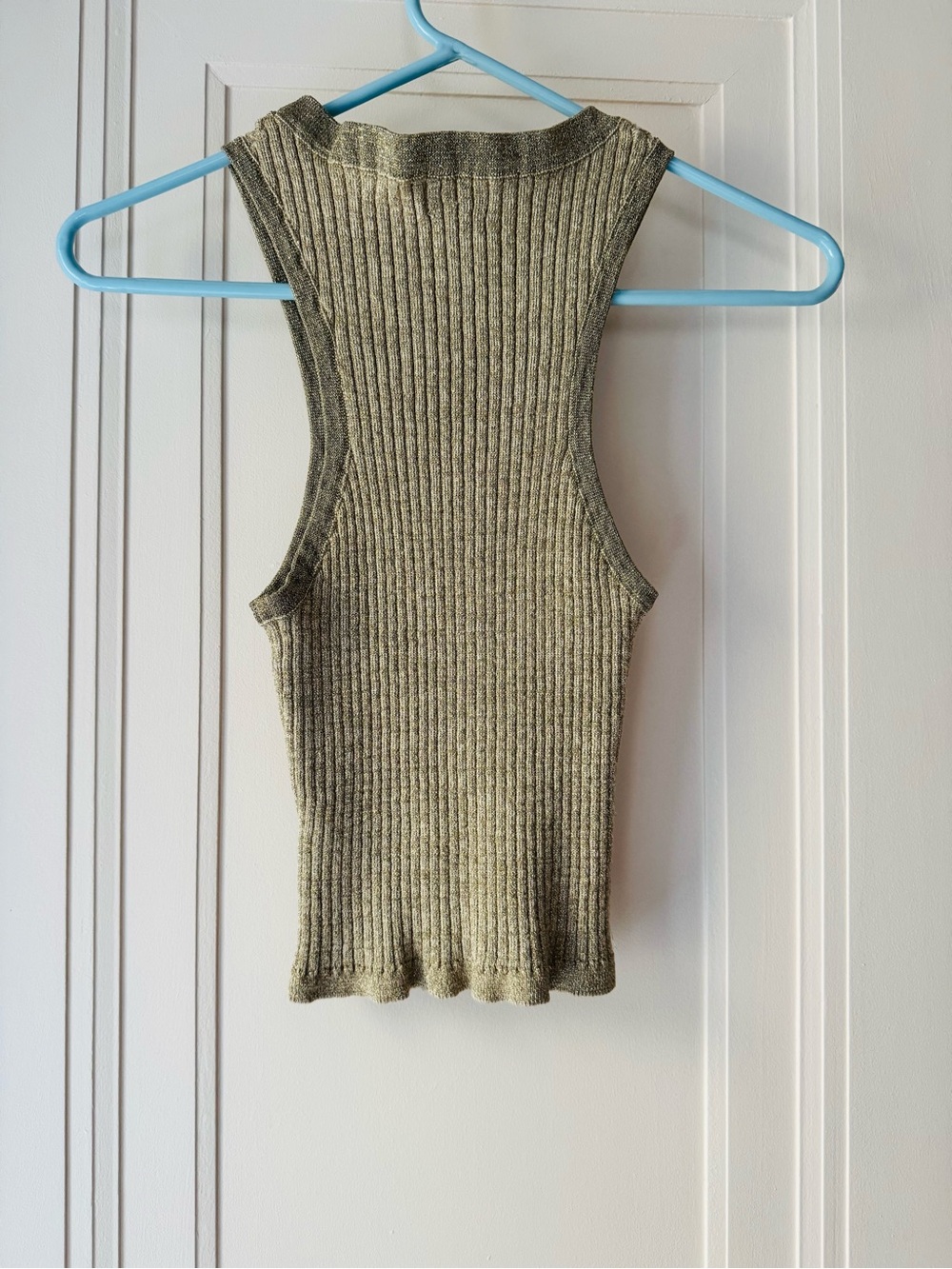 Superdown Gold Ribbed Knit Racerback Tank Top - Picture 3 of 4